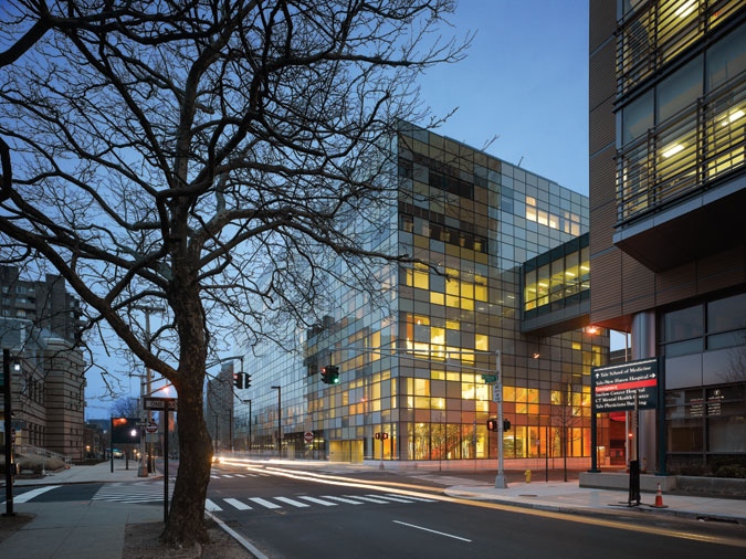 Park Street Lab becomes a beacon for the medical campus at night.