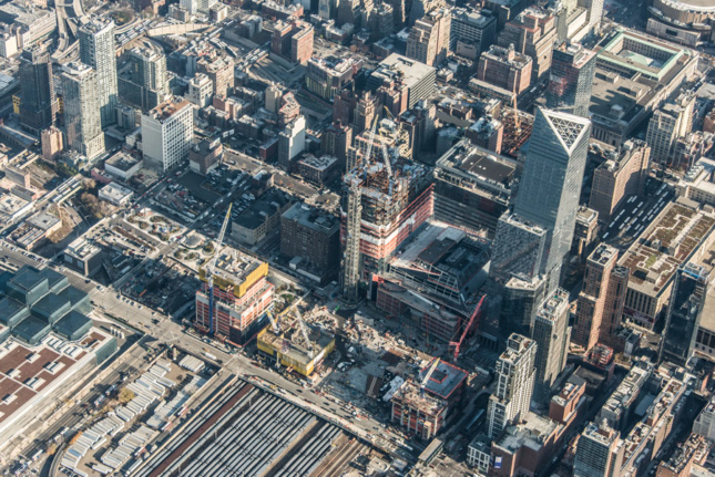 Aerial view of Hudson Yards looking east. (Courtesy Related Companies and Oxford Properties Group)