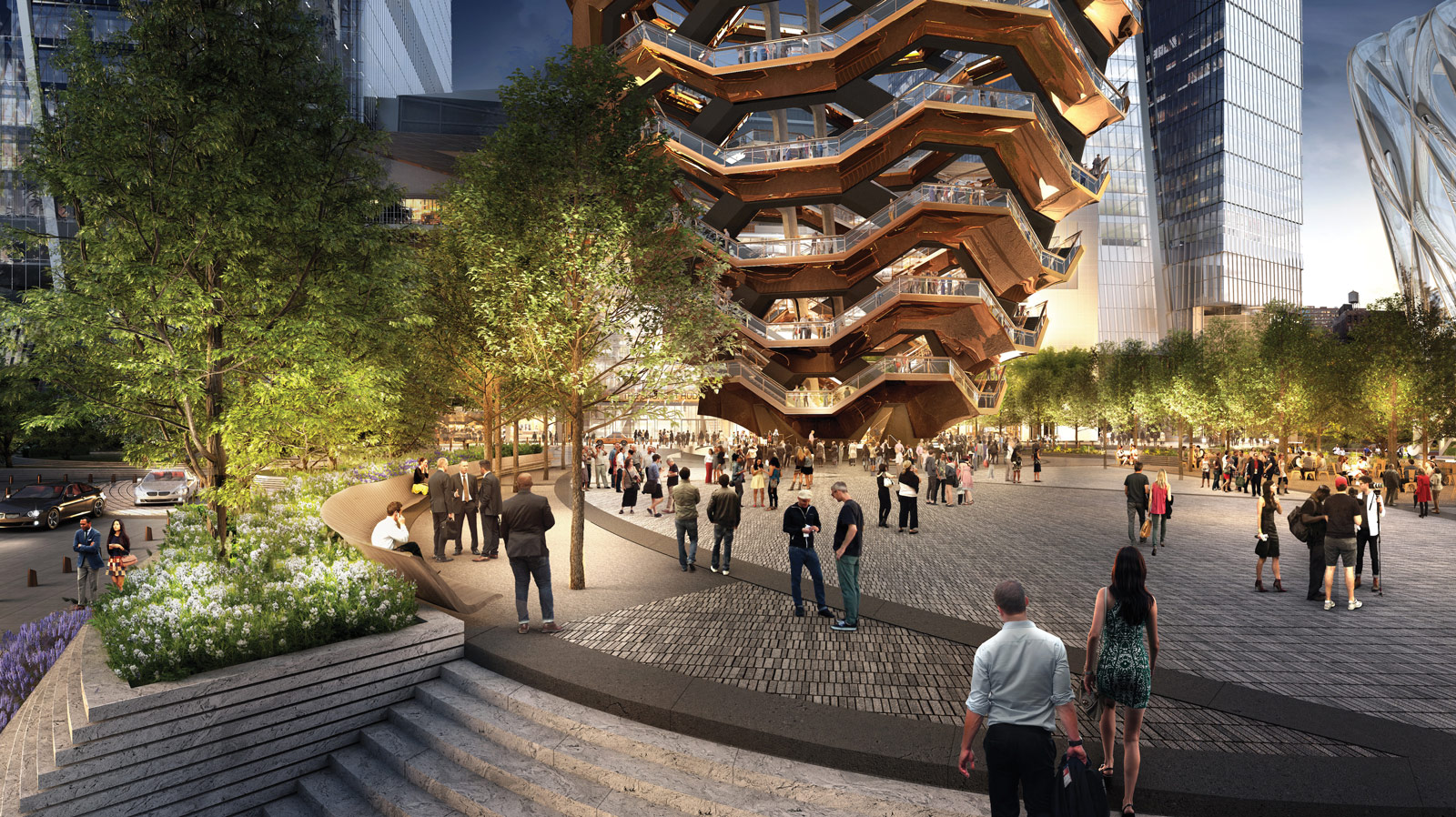 A five-acre garden, designed by Nelson Byrd Woltz and planted with all native flora, will provide a stage for Heatherwick Studio’s Vessel, a privately-funded public work of architecture at Hudson Yards. (Courtesy Nelson Byrd Woltz)