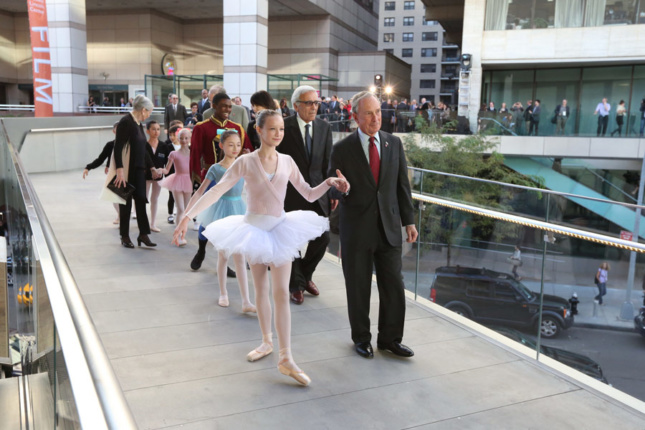 Pictured here: Former Mayor Michael Bloomberg at the Lincoln Center President’s Bridge and Donor Wall, October 2012. (Courtesy NYC Mayor's Office)