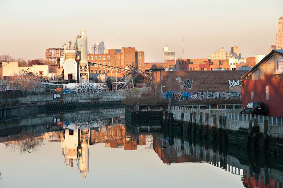 Image of the Gowanus Canal looking towards Downtown Brooklyn