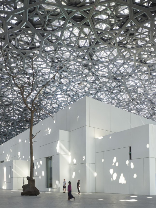 Light raining on the gallery spaces at the Louvre Abu Dhabi