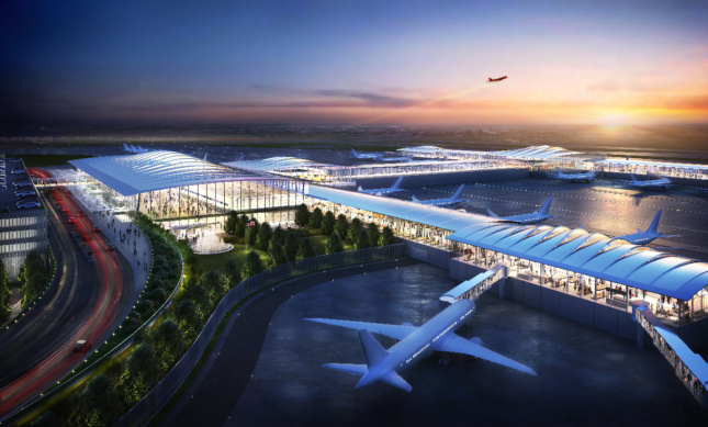Aerial rendering of Kansas City International Airport