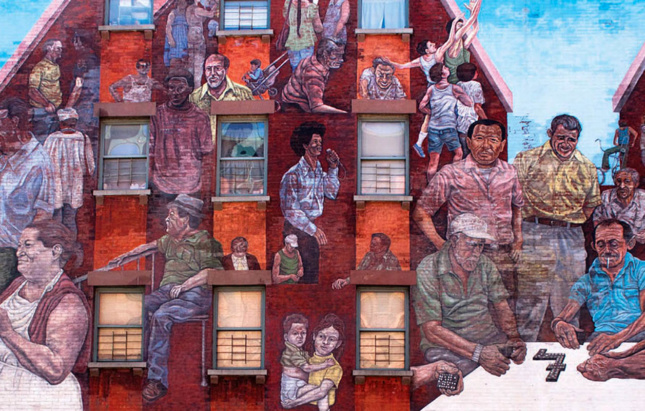 Hank Prussing's "Spirit of East Harlem" mural. (Courtesy City University of New York)