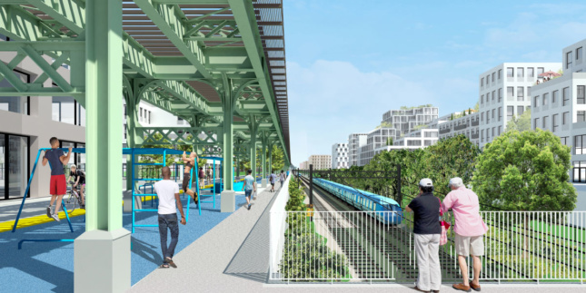 Rendering of the Triboro line at ground level in Brownsville.