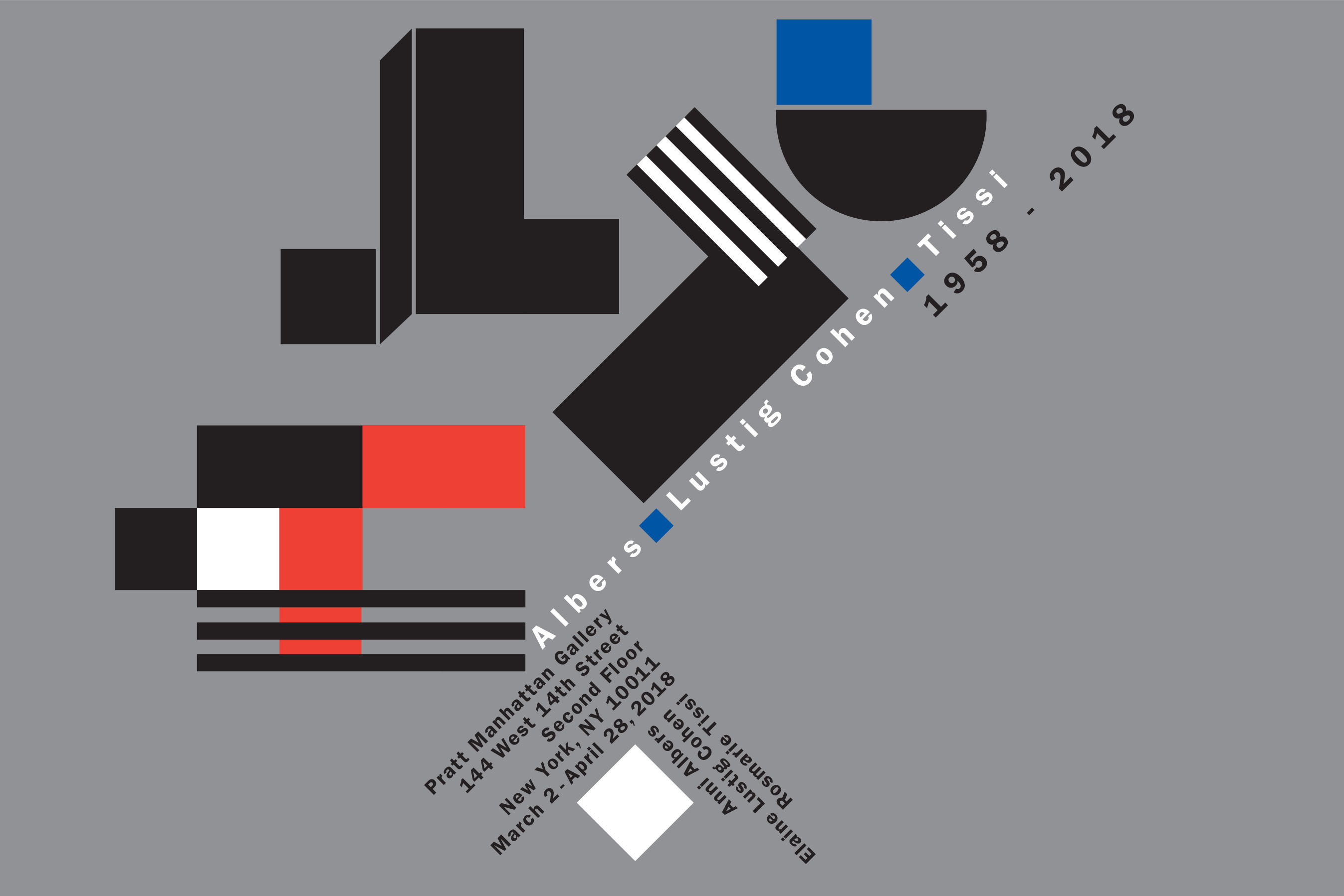 Rosmarie Tissi, 2018, poster design for Albers, Lustig, Cohen, 1958-2018, commissioned by Pratt Institute. (Image via Pratt Institute)
