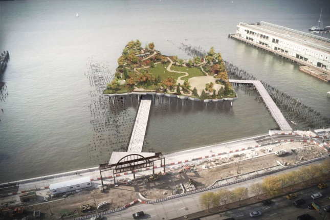 Aerial rendering of Pier 55