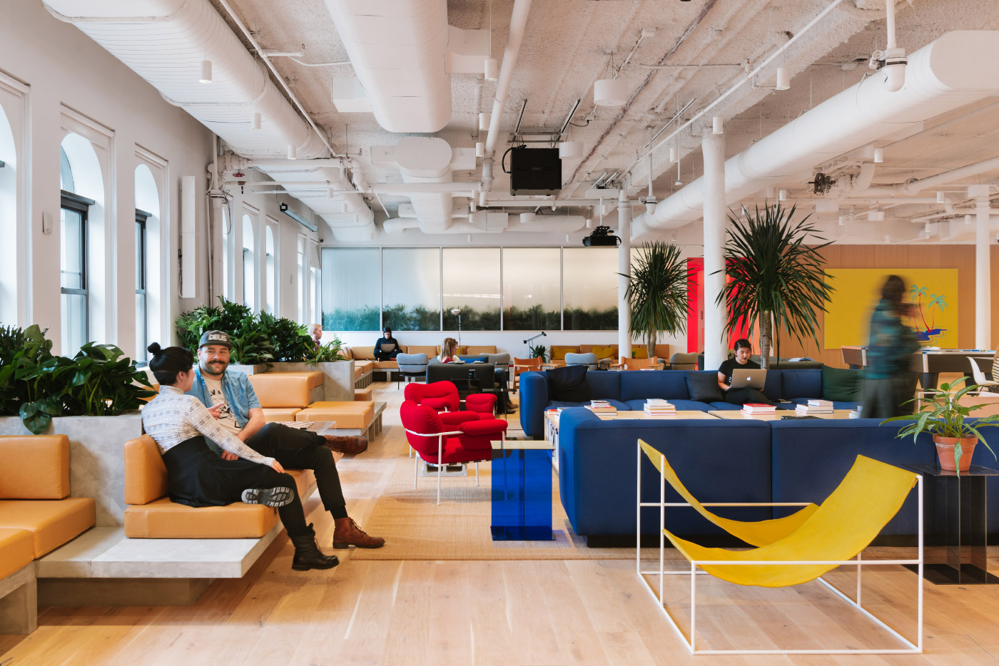 Interior lounge in a WeWork coworking area