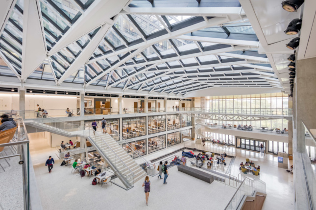 Photo of the atrium at the UT Austin School of Engineering designed by Ennead