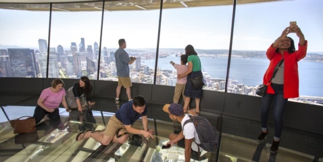 View of interior observation area in the Seattle Space Needle
