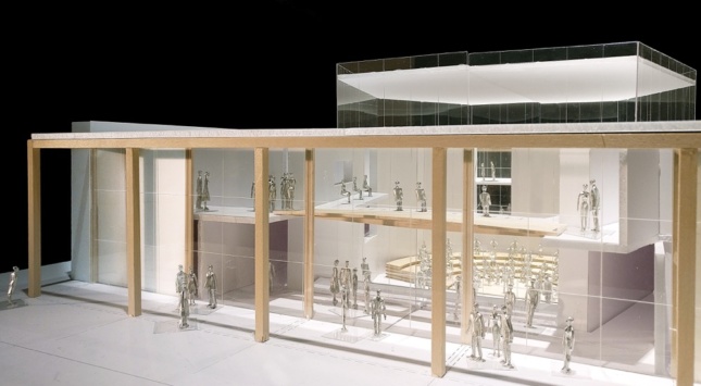 View of model of propsed YOLA concert center. (Courtesy of Gehry Partners)