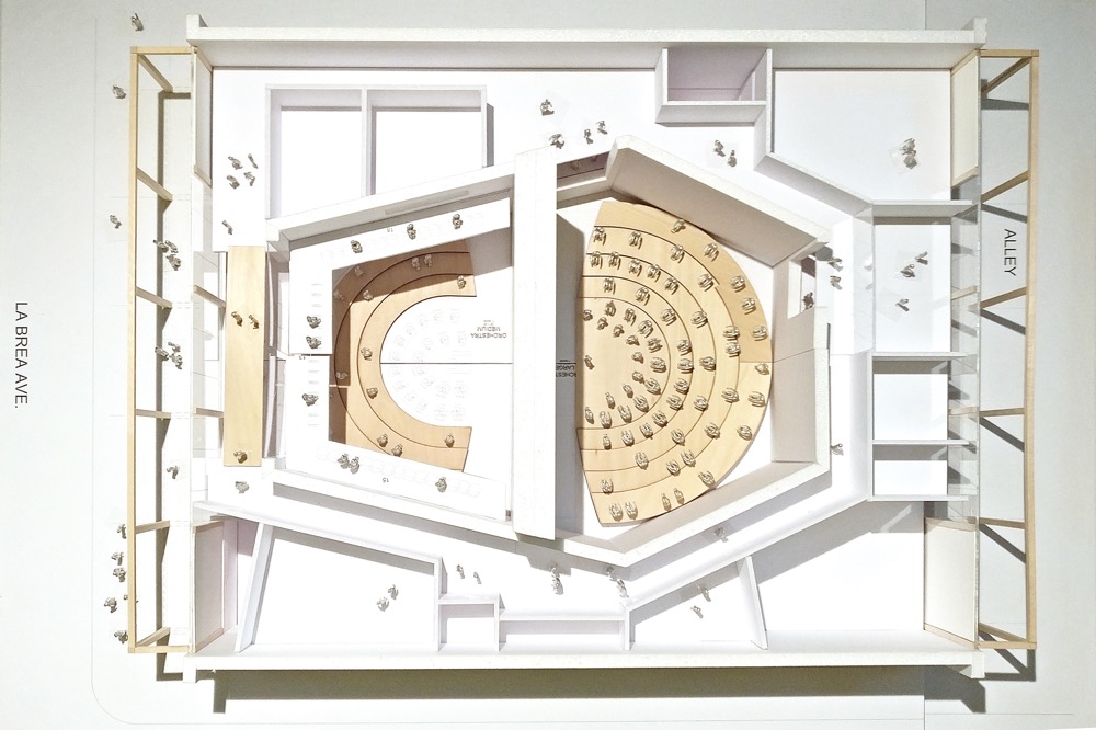 Model photo of Gehry Partners design for a new concert hall for the LA Philharmonic’s Youth Orchestra of Los Angeles