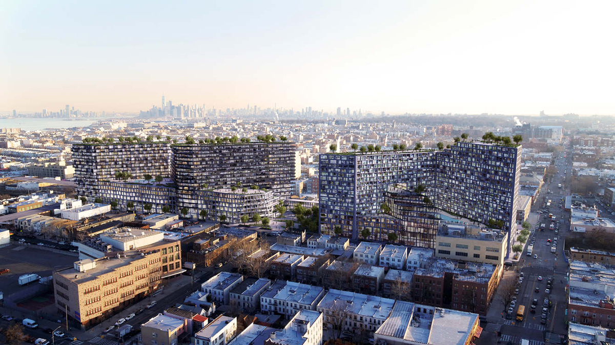 A rendering of a massive development in Brooklyn's Sunset Park