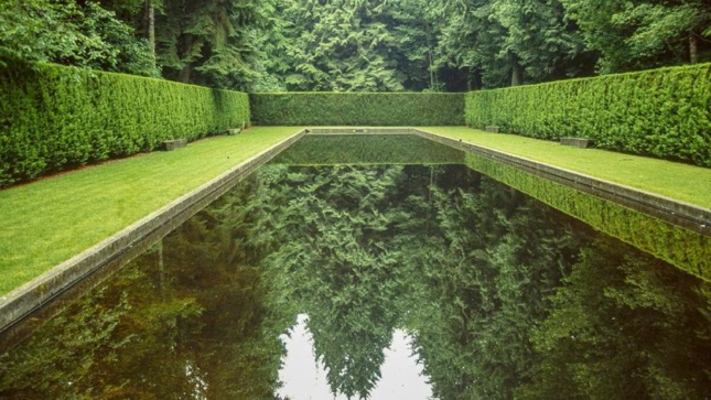 Photo of Bloedel Reserve, Reflection Garden, Bainbridge Island, Washington State designed by Richard Haag