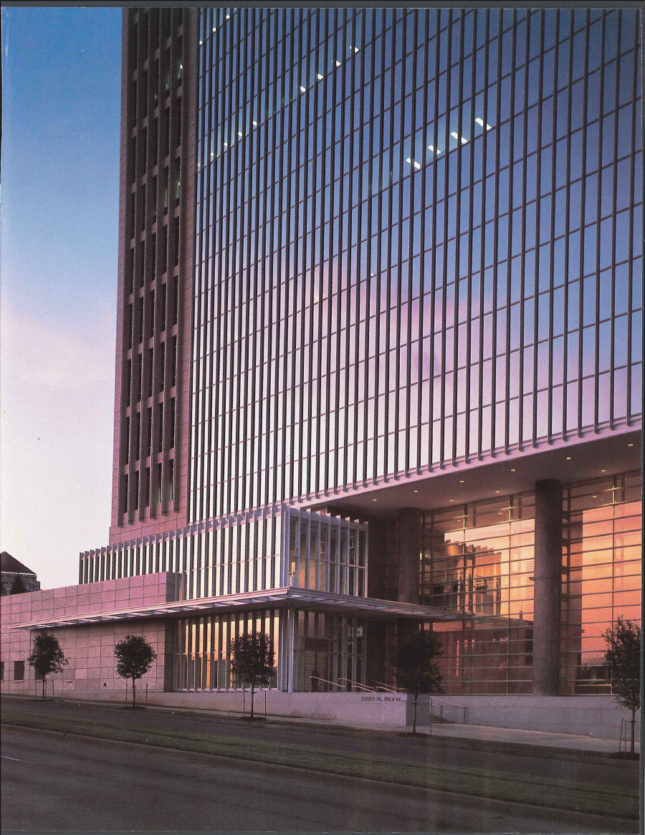 Photo of Federal Reserve building in Dallas co-designed by John S. Chase