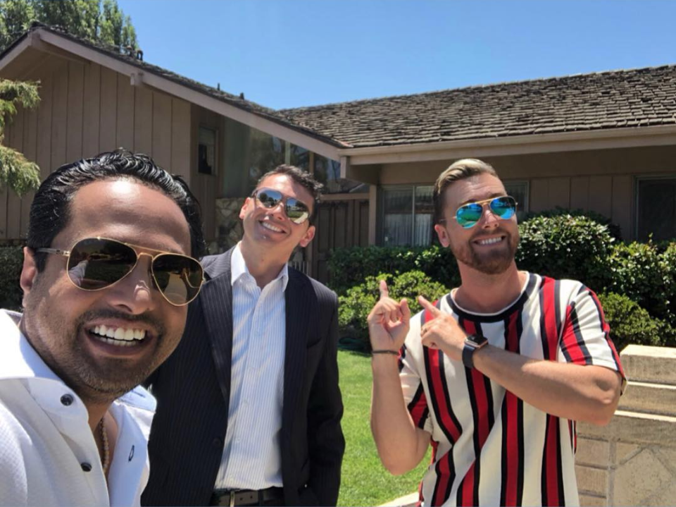 Instagram photo of Lance Bass in front of the Brady Bunch House