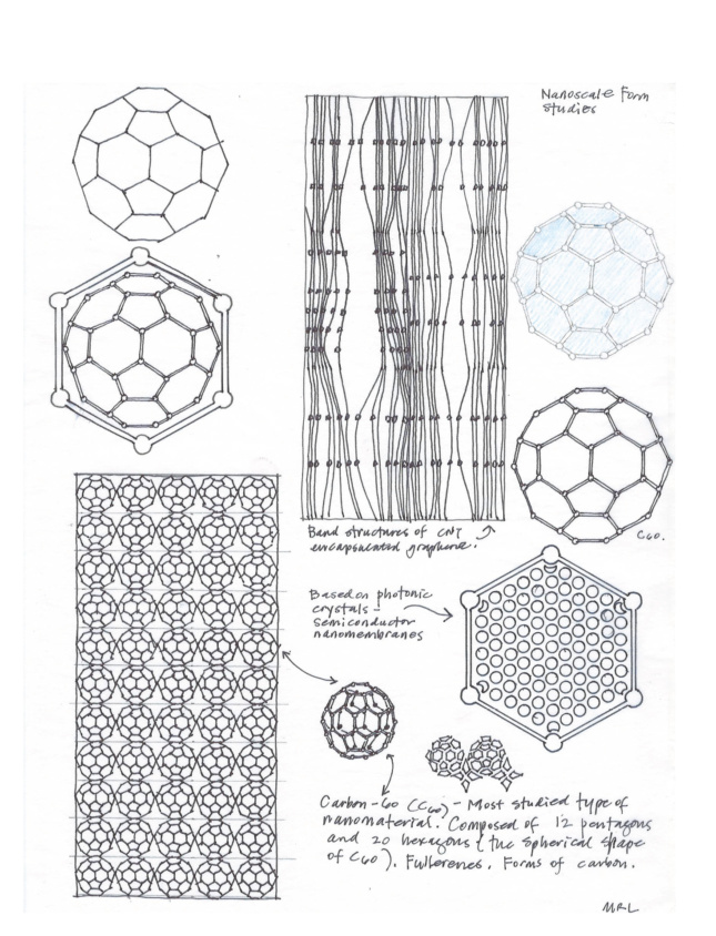 The custom glass frit motif is inspired by studies of nano-scale forms, including a mathematical and microscopic nanoscience structure based on photonic quasicrystals. The pattern alludes to the activities taking place within the labs. At the same time, it functionally creates sun-shading. (OFFICE 52)