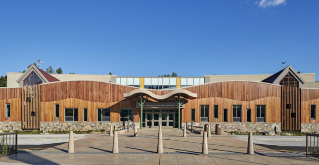 An exterior photo of Sandy Hook school