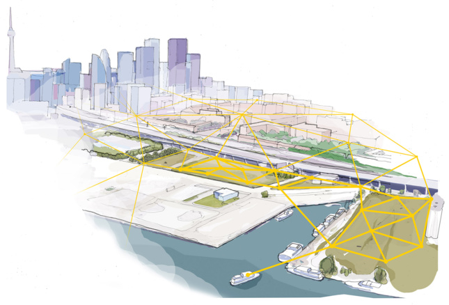 A rendering of the Toronto waterfront digital infrastructure by Sidewalk Labs