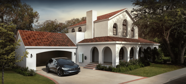 A rendering of Tesla's solar tile roof