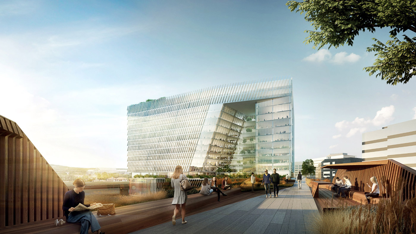 Rendering of proposed addition to Adobe's San Jose headquarters complex
