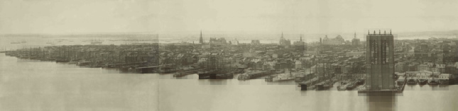Photo of the New York City skyline at 1876