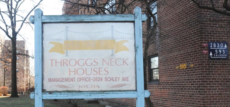 Photo of sign for NYCHA Throggs Neck Houses