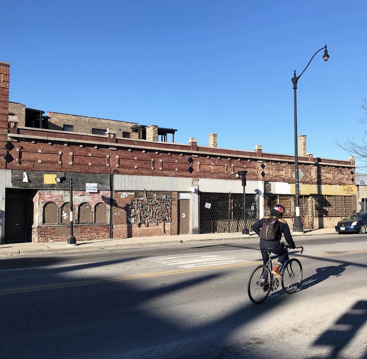 Photo of vacant storefronts in Logan Square
