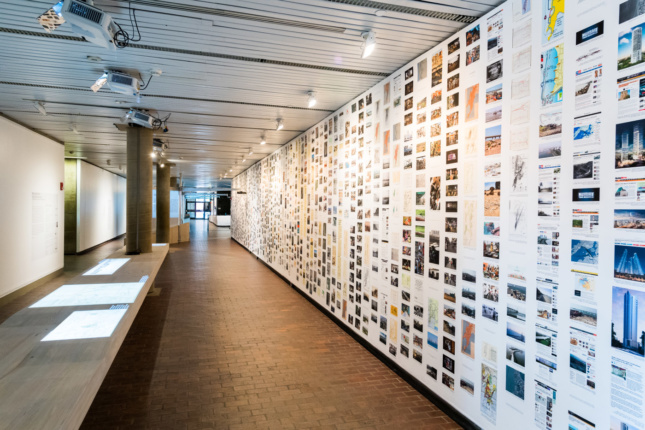 Installation view of Urban Intermedia: City, Archive, Narrative at Harvard GSD