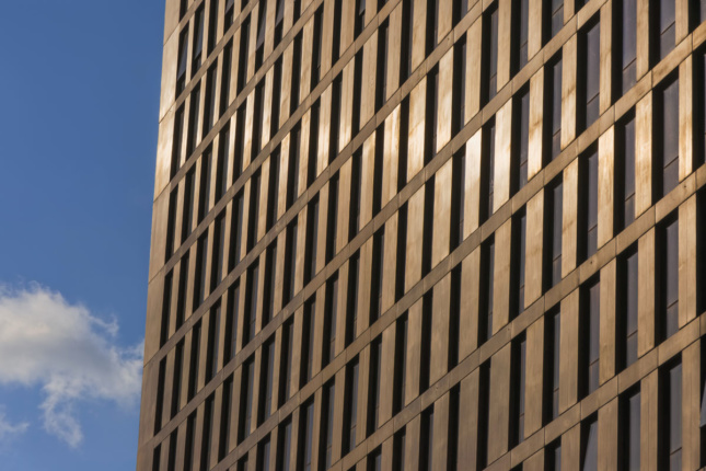 The facade of one of the American Copper Buildings by SHoP Architects