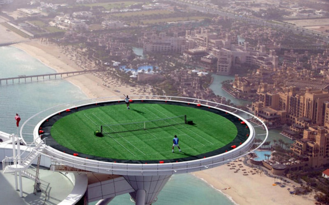 Tennis Courts atop the helipad of the Burj al Arab 