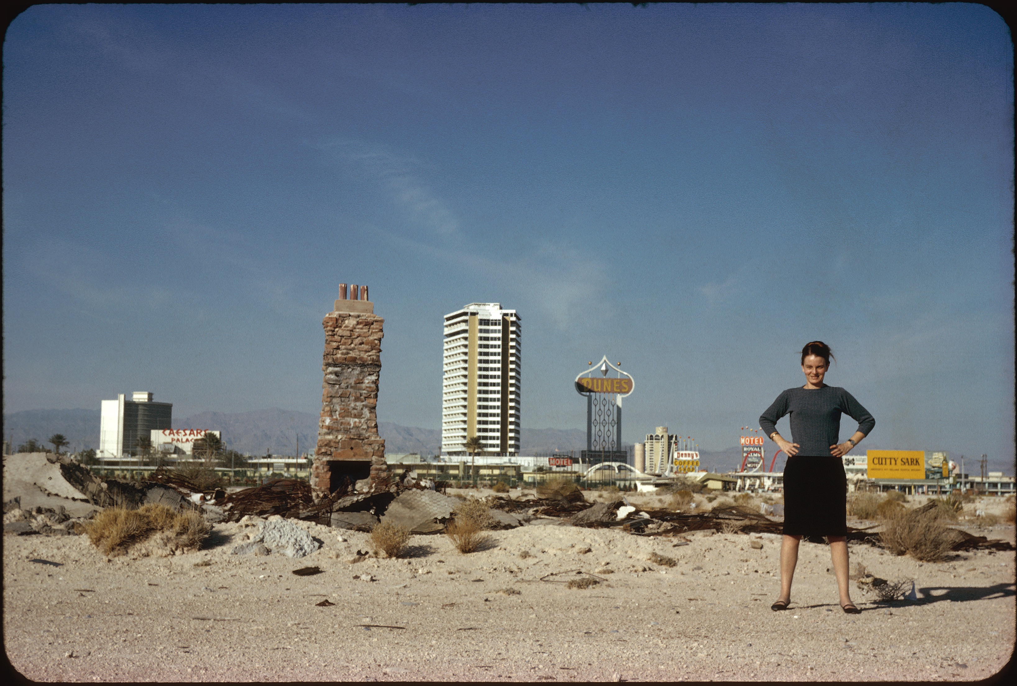 Photo of Denise Scott Brown in front of The Strip