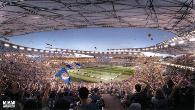 Rendering of the Miami soccer stadium by Arquitectonica
