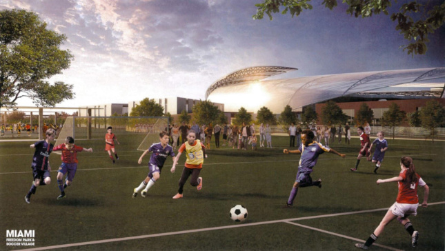 Rendering of the Miami Freedom Park soccer fields by Arquitectonica