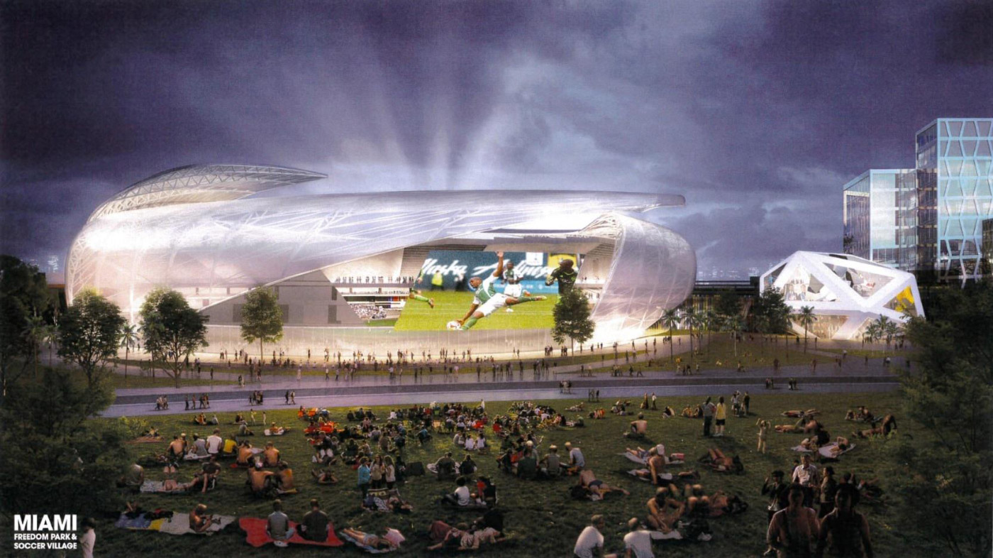 Rendering of the Miami soccer stadium by Arquitectonica