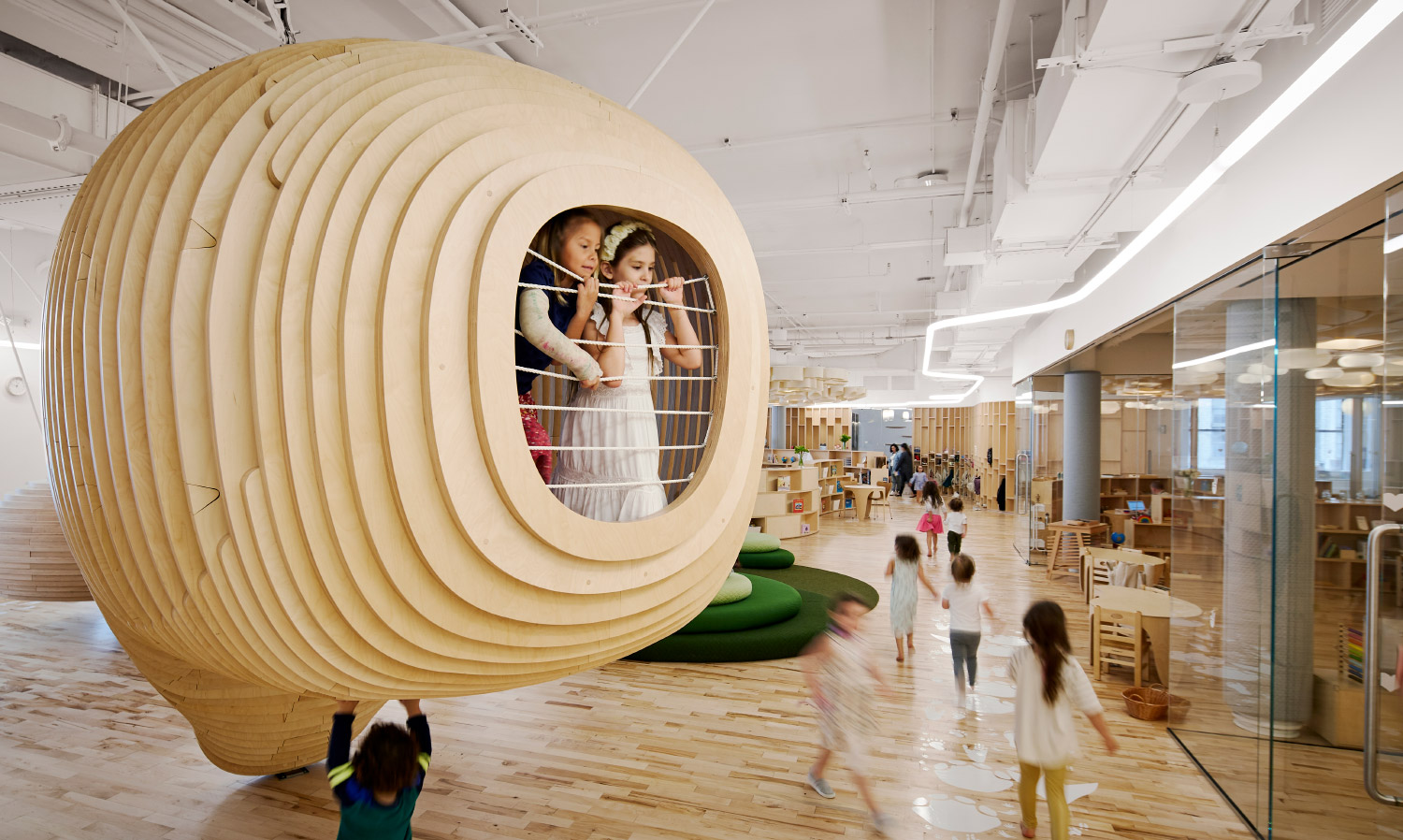 The BIG-designed WeGrow features a variety of occupiable vantage points for children to explore.