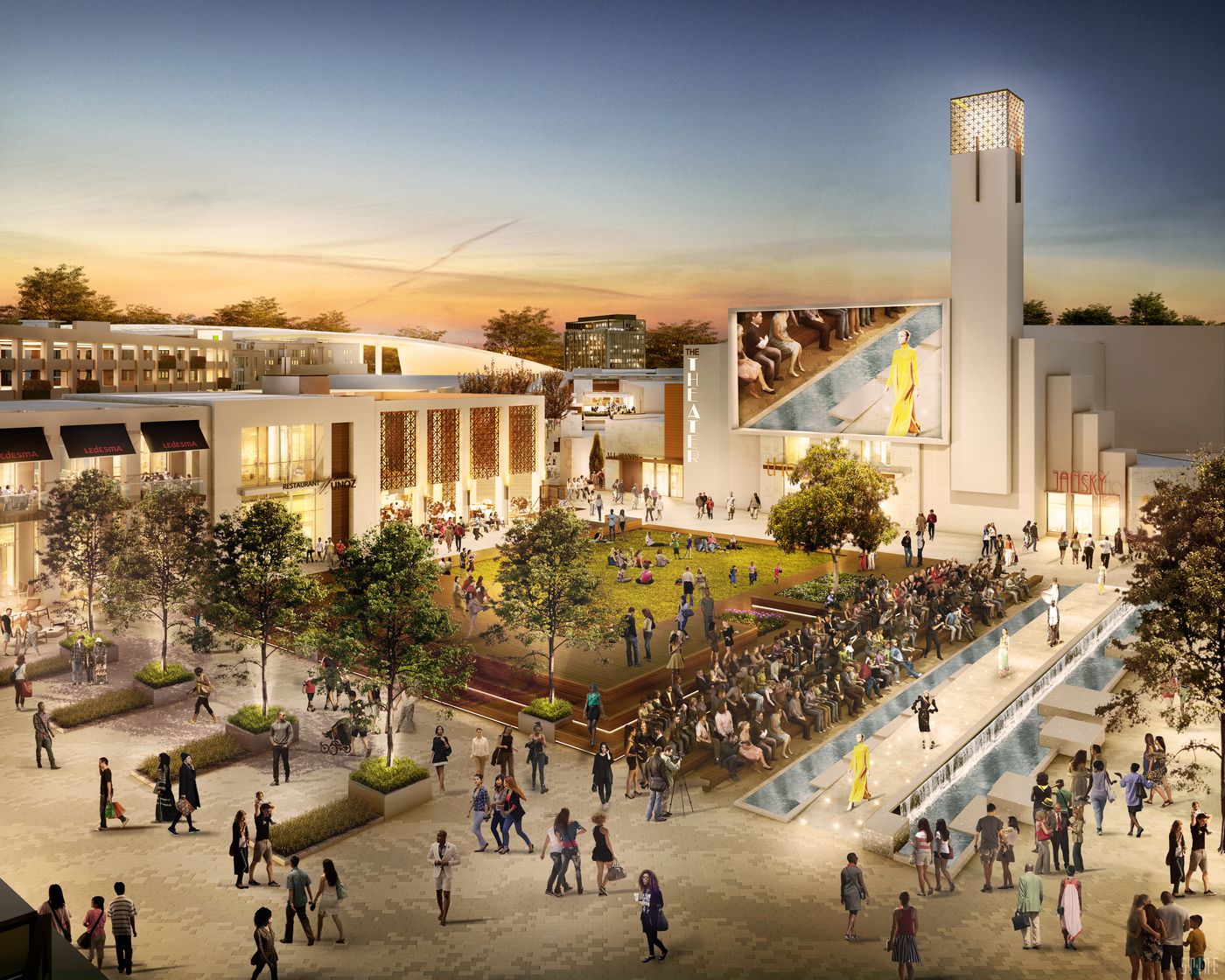 Rendering of the new Los Angeles Rams stadium mixed-use village in Inglewood, California