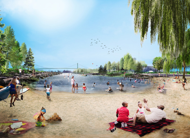 Rendering of The Cove at West Riverfront Park (Courtesy MVVA and Detroit Riverfront Conservancy) 