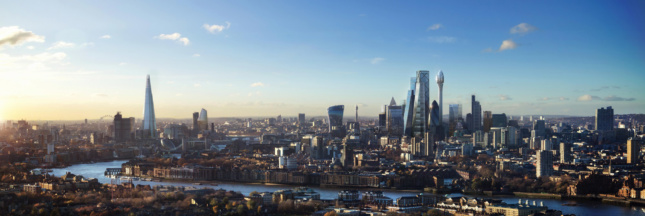 A panorama rendering showing where The Tulip would fit in among the rest of London.