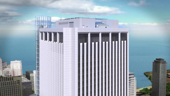Rendering of the Aon Center's proposed rooftop observation center