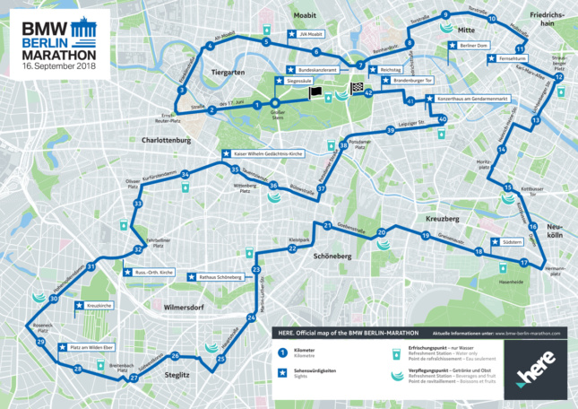 Map of the 2018 BMW Berlin Marathon (Courtesy BMW Berlin Marathon)