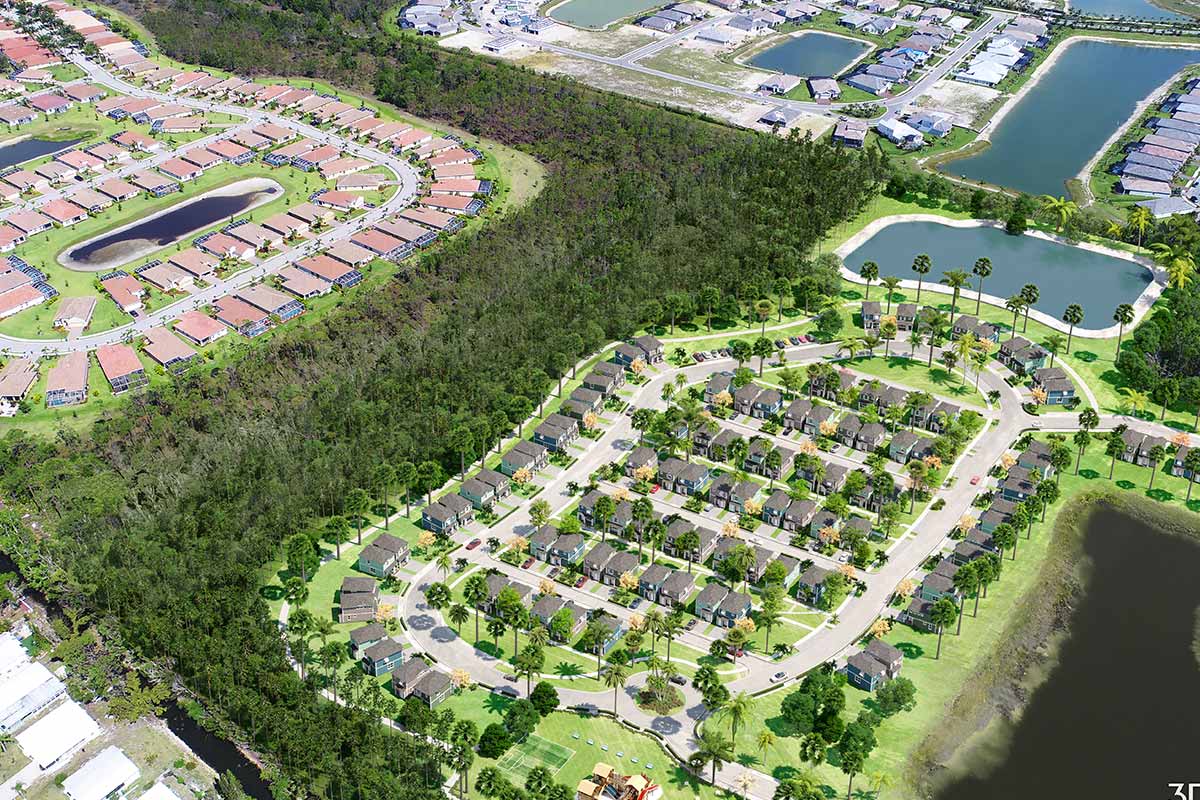 Aerial rendering of Regal Acres II Habitat for Humanity of Collier County development