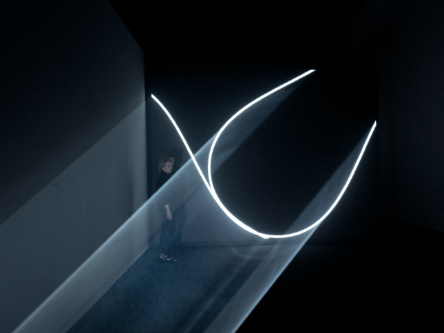 <i>Doubling Back</i>, 2003, Anthony McCall. Installation view, Museo d'Arte della Svizzera italiana, Lugano, 2015. 