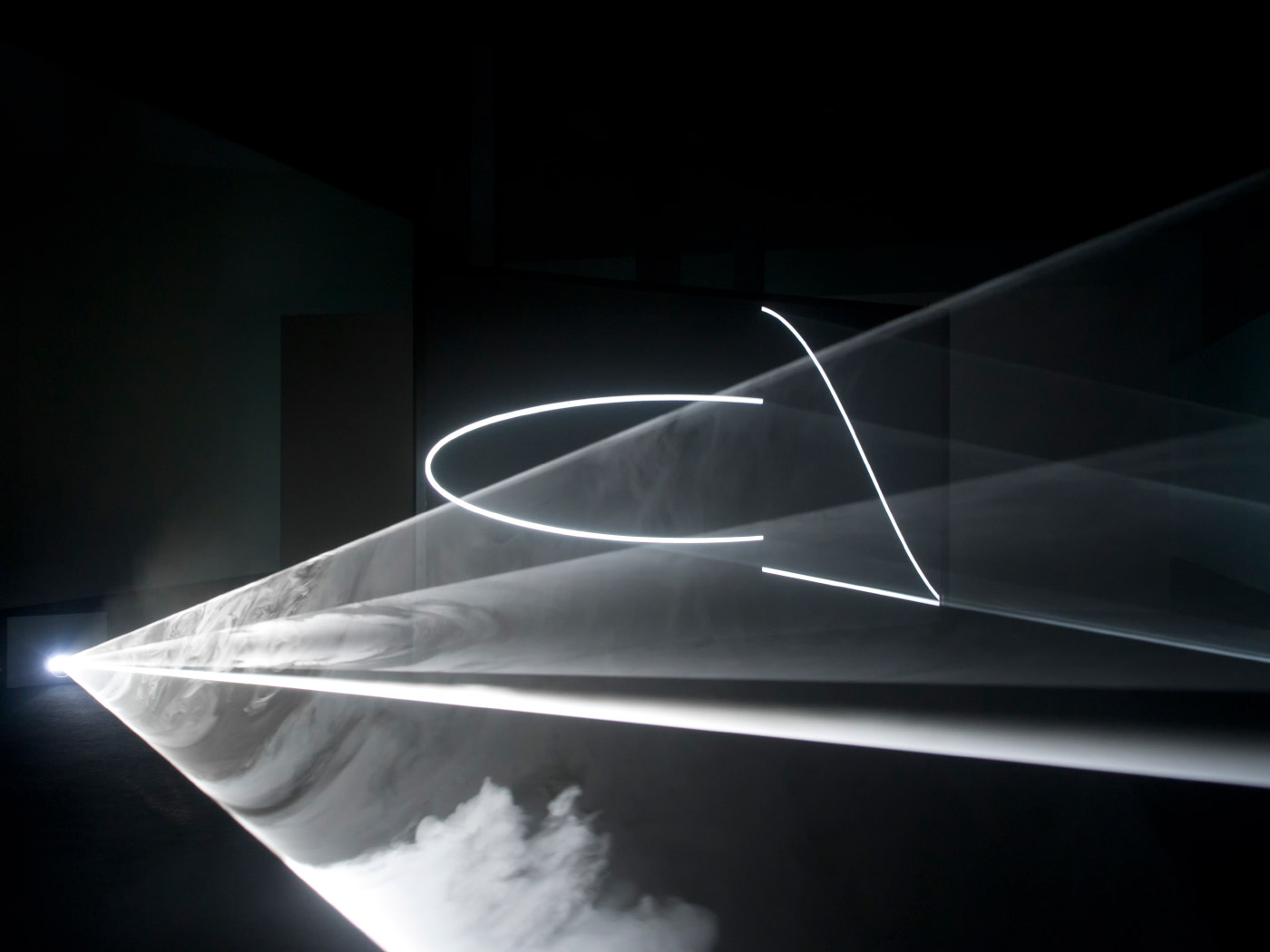 Face to Face, 2013, Anthony McCall. Installation view, LAC, Lugano, 2015.