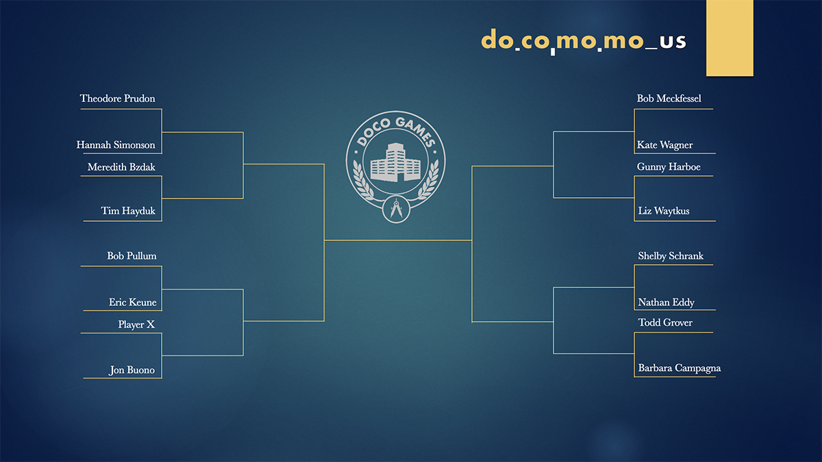 Competition bracket for the Docomomo Doco Games