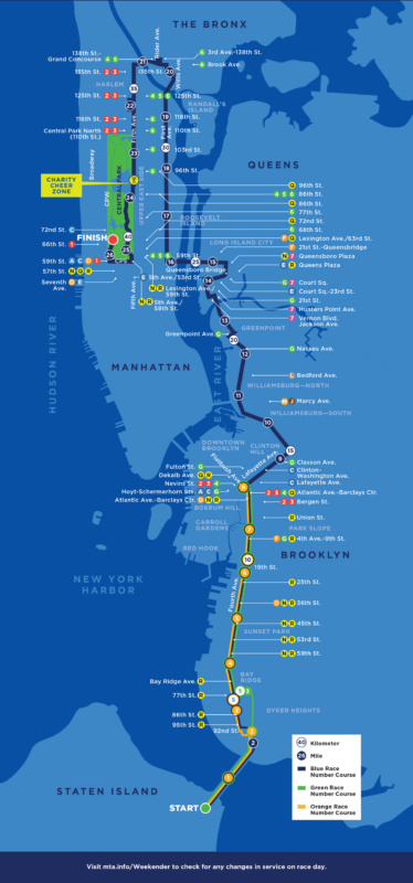 Map of the 2018 TSC New York City Marathon (Courtesy New York Road Runners)