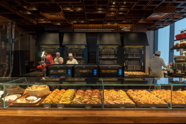 Starbucks Reserve Roastery New York Princi bakery features old-world style wood-fired stoves.