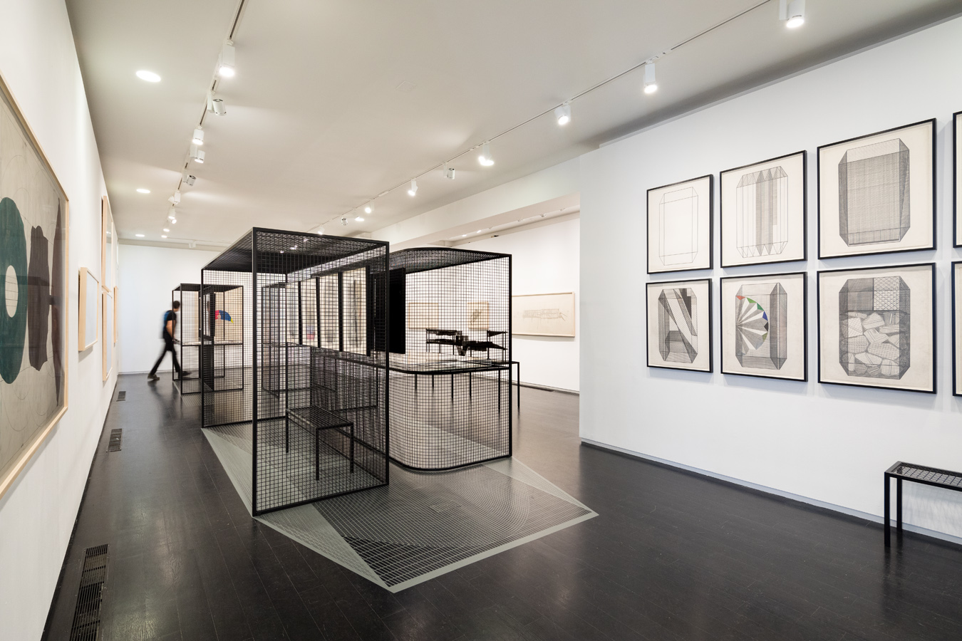 Photo of Arakawa and Madeline Gins: Eternal Gradient exhibition designed by Norman Kelley