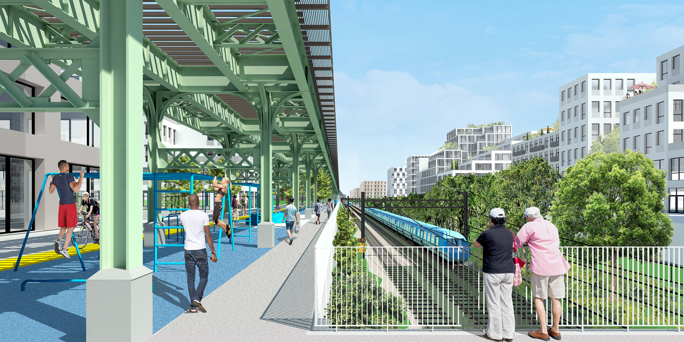 Rendering of Triboro Corridor by Only If and One Architecture & Urbanism