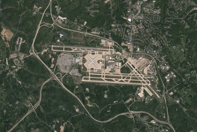 Aerial view of the Pittsburgh International Airport